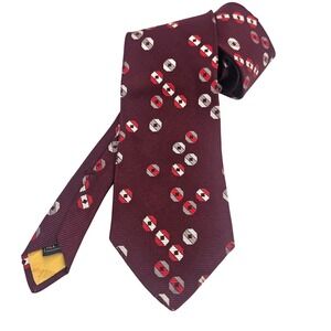 Vintage 70s Sulka Mens Silk 
 Burgundy Geometric Disco Leisure Funky Necktie USA